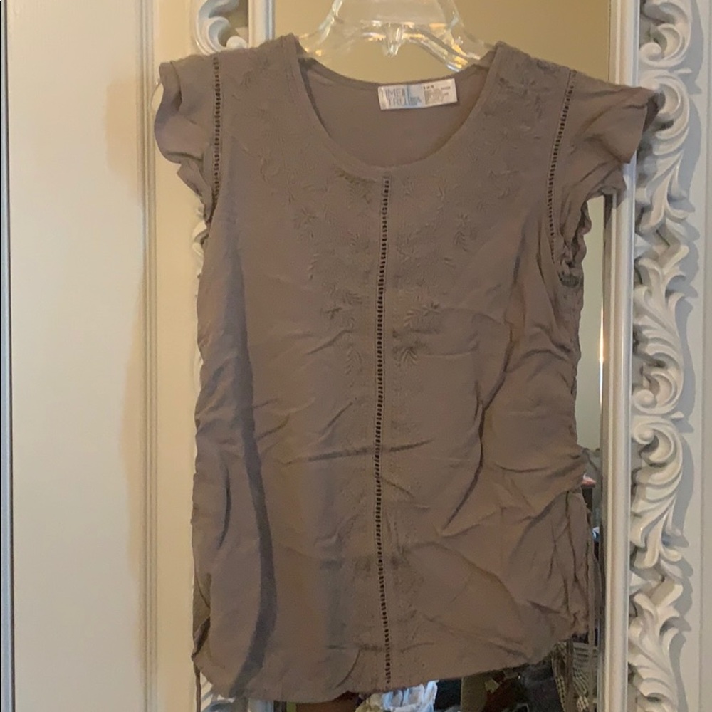 Coffee Colored Embroidered Blouse